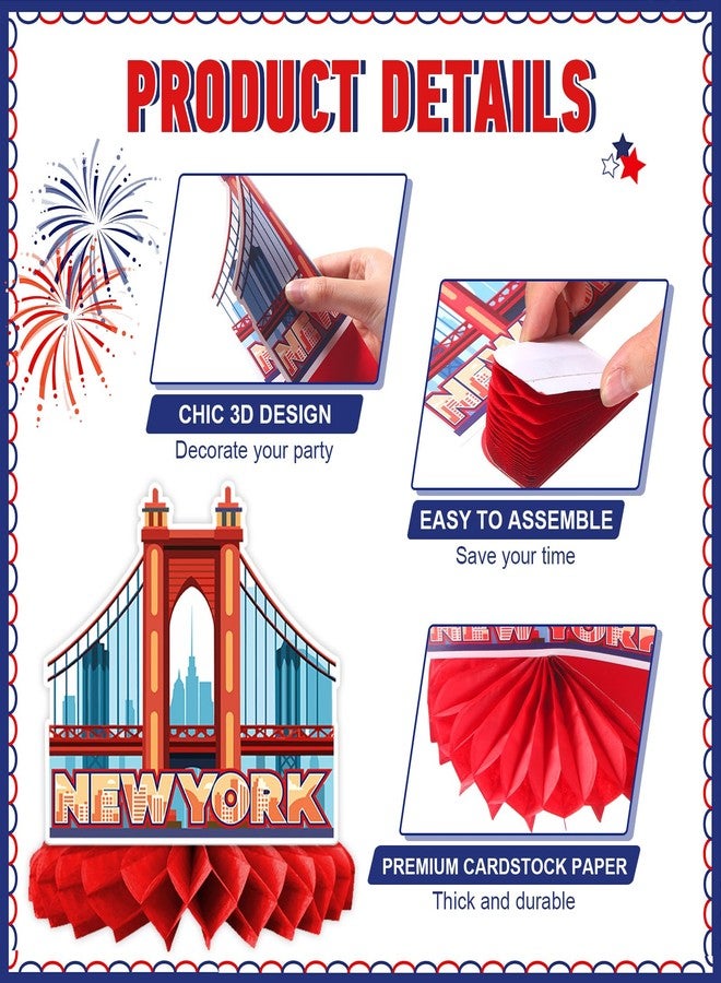 Weekgrat 9 Pcs New York Party Decorations NYC Honeycomb Decorations Big City USA Travel Theme Party Centerpiece Set Cityscape Decor for Birthday Baby Shower Table Decor - Image 2